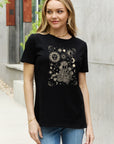 Black Simply Love Celestial Graphic Short Sleeve Cotton Tee Sentient Beauty Fashions Apparel & Accessories