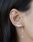 Dark Slate Gray Platinum-Plated Crawl Earrings Sentient Beauty Fashions jewelry