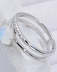 Light Gray Natural Moonstone and Zircon Double-Layered Ring Sentient Beauty Fashions jewelry