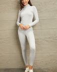 Rosy Brown Zenana Friend in Me Full Size Mock Neck Top and Leggings Set Sentient Beauty Fashions Apparel & Accessories