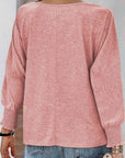 Rosy Brown Round Neck Smocked Long Sleeve Blouse Sentient Beauty Fashions Apparel & Accessories