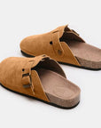 Beige Suede Closed Toe Buckle Slide