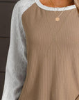 Dim Gray Color Block Raglan Sleeve T-Shirt Sentient Beauty Fashions Apparel & Accessories