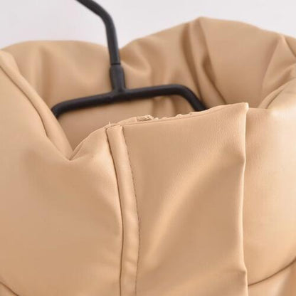 Tan Zip-Up Drawstring Puffer Vest