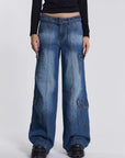 Dark Slate Gray Button Fly Washed Jeans Sentient Beauty Fashions Apparel & Accessories