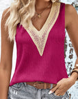 Maroon Textured V-Neck Tank Top Sentient Beauty Fashions Apparel & Accessories
