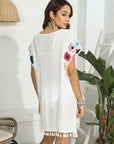 Light Gray Tassel Boat Neck Flutter Sleeve Cover Up Sentient Beauty Fashions Apparel & Accessories