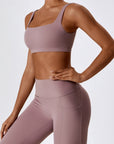 Light Gray Square Neck Cropped Sports Tank Top Sentient Beauty Fashions Apparel & Accessories