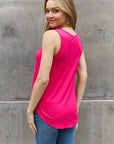 Light Slate Gray BOMBOM Criss Cross Front Detail Sleeveless Top in Hot Pink Sentient Beauty Fashions Apparel & Accessories