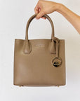 Light Gray David Jones PU Leather Handbag Sentient Beauty Fashions Apparel & Accessories