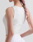 Light Gray Notched Neck Cropped Sports Tank Sentient Beauty Fashions tops