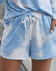 Dark Gray Tie-Dye Drawstring Shorts with Pockets