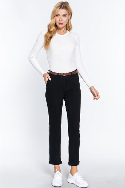 White Smoke ACTIVE BASIC Cotton-Span Twill Straight Pants Sentient Beauty Fashions Apparel & Accessories