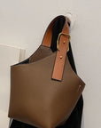 Gray Fashion PU Leather Bucket Bag Sentient Beauty Fashions Apparel & Accessories