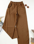 Saddle Brown Elastic Waist Sweatpants with Pockets Sentient Beauty Fashions Apparel & Accessories