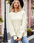 Light Gray Ribbed Drop Shoulder Lantern Sleeve Sweater