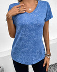Steel Blue Heathered V-Neck Short Sleeve T-Shirt Sentient Beauty Fashions Apparel & Accessories