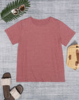 Rosy Brown Round Neck Short Sleeve T-Shirt Sentient Beauty Fashions Apparel & Accessories