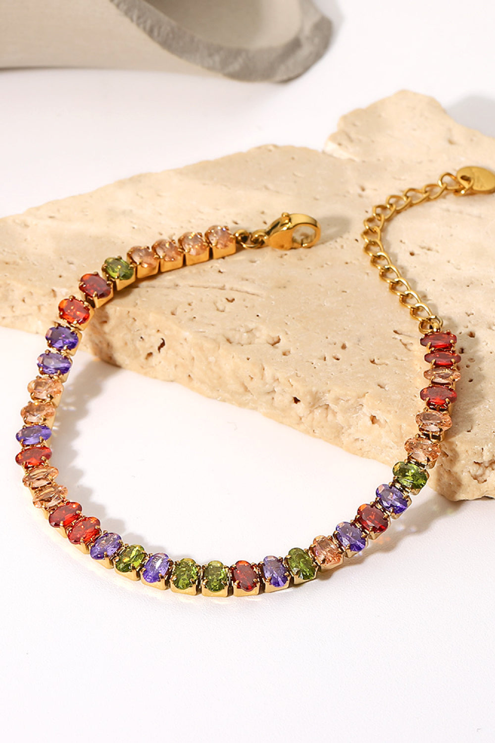 Antique White 18K Gold Plated Multicolored Zircon Bracelet Sentient Beauty Fashions Jewelry