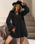 Dark Slate Gray Lace Detail V-Neck Mini Dress Sentient Beauty Fashions Apparel & Accessories
