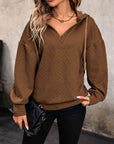 Dark Olive Green Drawstring Dropped Shoulder Long Sleeve Hoodie