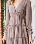 Rosy Brown Frill Trill Flounce Sleeve High-Low Dress Sentient Beauty Fashions Dresses