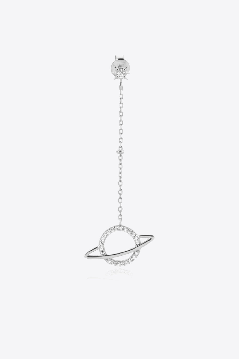 White Smoke 925 Sterling Silver Zircon Planet Single Earring Sentient Beauty Fashions jewelry