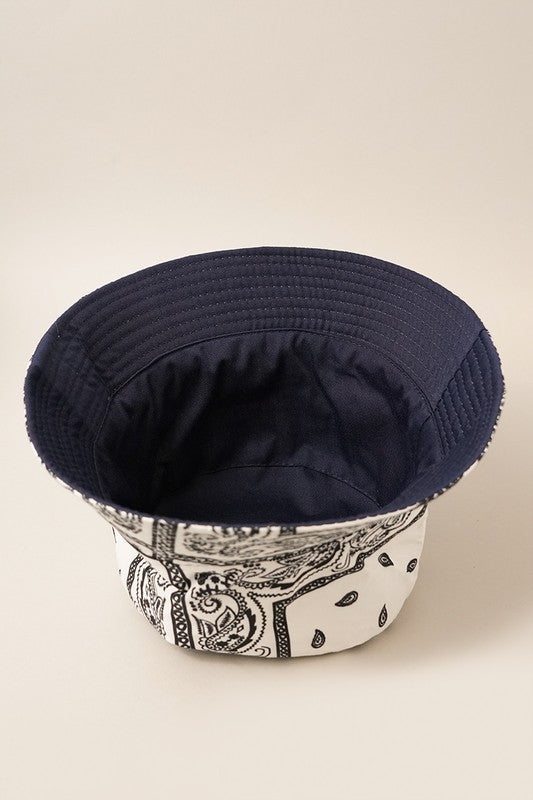 Dark Slate Gray Paisley Pattern Reversible Safari Bucket Hat