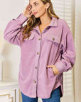 Thistle Heimish Cozy Girl Full Size Button Down Shacket Sentient Beauty Fashions Apparel & Accessories