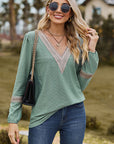 Dim Gray V-Neck Long Sleeve T-Shirt Sentient Beauty Fashions Apparel & Accessories