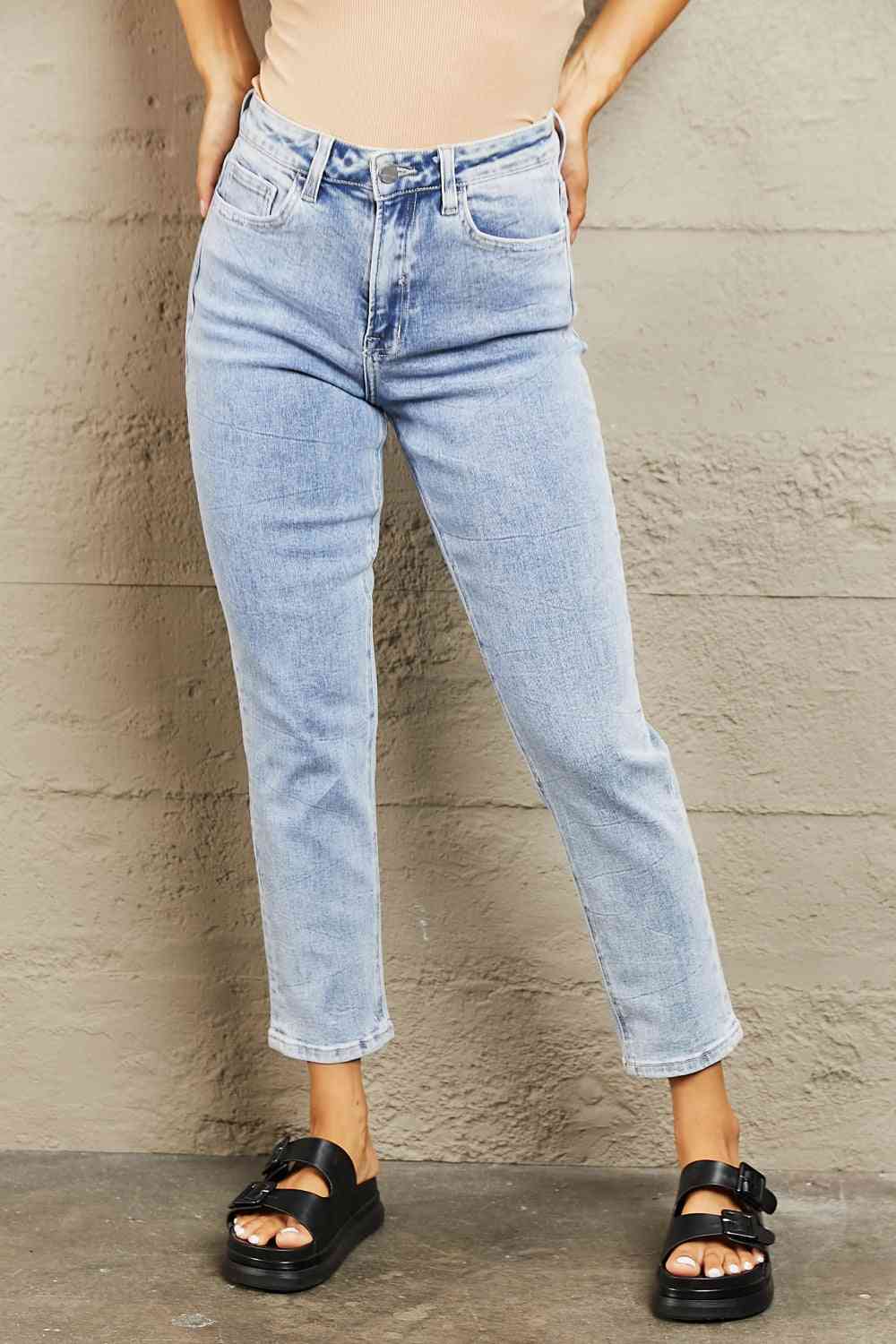 Rosy Brown BAYEAS High Waisted Skinny Jeans Sentient Beauty Fashions Apparel & Accessories