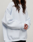 Light Gray Oversize Round Neck Dropped Shoulder Sweatshirt Sentient Beauty Fashions Apparel & Accessories