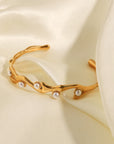 Wheat Inlaid Synthetic Pearl Open Bracelet Sentient Beauty Fashions rings