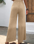 Rosy Brown Textured High-Waist Wide Leg Pants Sentient Beauty Fashions Apparel & Accessories