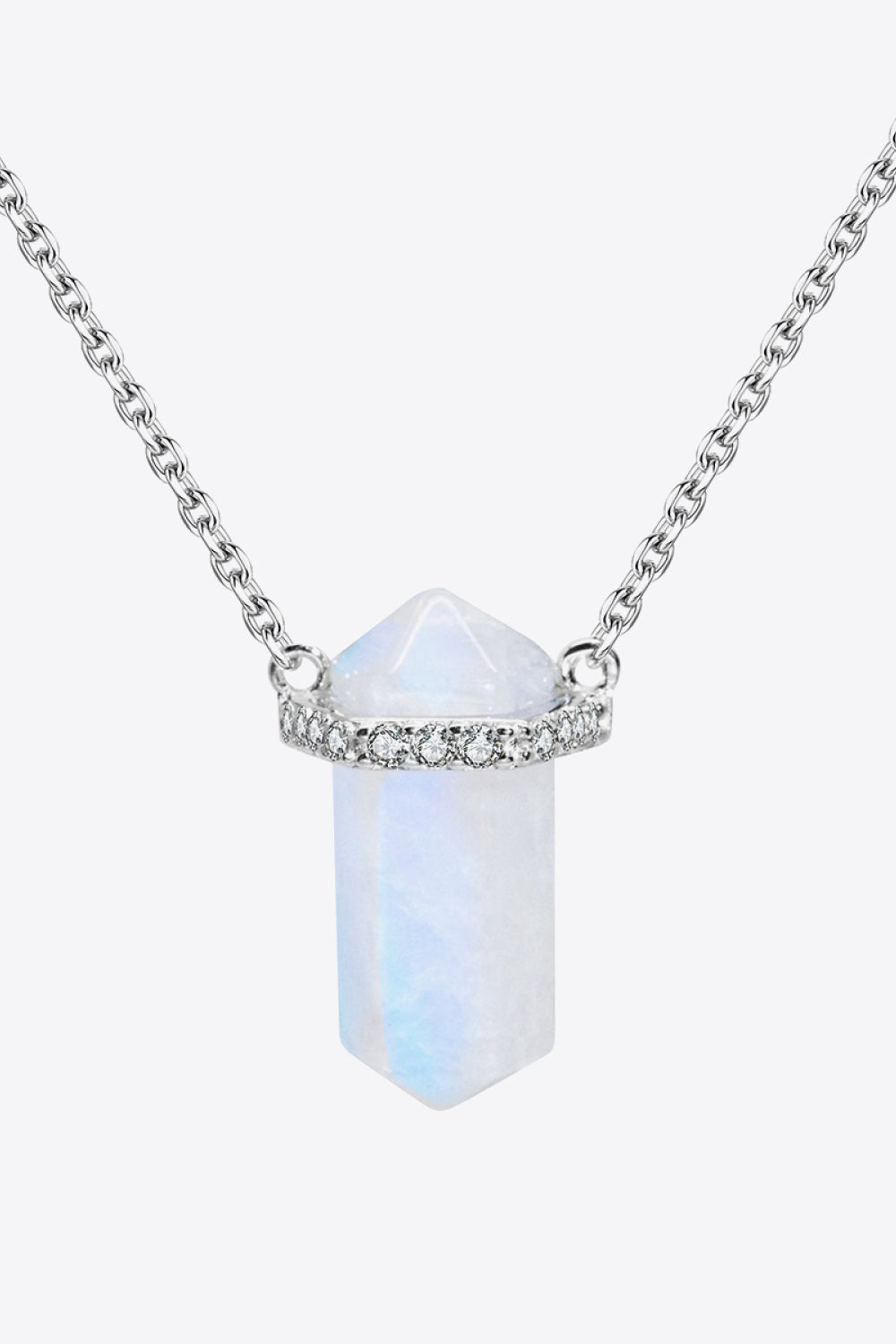 White Smoke Natural Moonstone Chain-Link Necklace