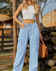 Dim Gray Loose Fit Drawstring Jeans with Pocket Sentient Beauty Fashions Apparel & Accessories