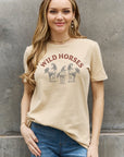Light Slate Gray Simply Love WILD HORSES Graphic Cotton T-Shirt Sentient Beauty Fashions tees