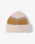 White Smoke Tricolor Cuffed Knit Beanie