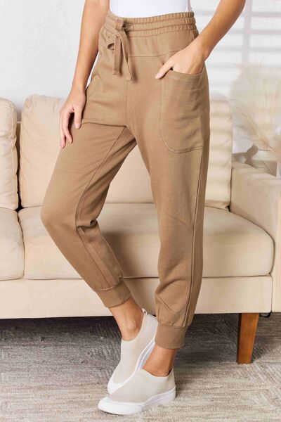 Tan RISEN High Rise Relaxed Joggers Sentient Beauty Fashions Apparel & Accessories