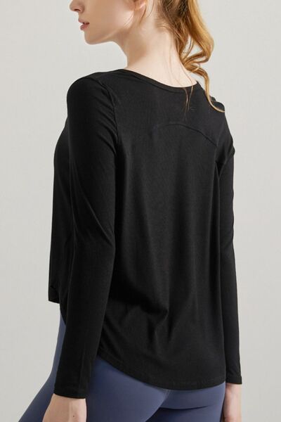 Black Long Sleeve Active T-Shirt Sentient Beauty Fashions Apparel & Accessories