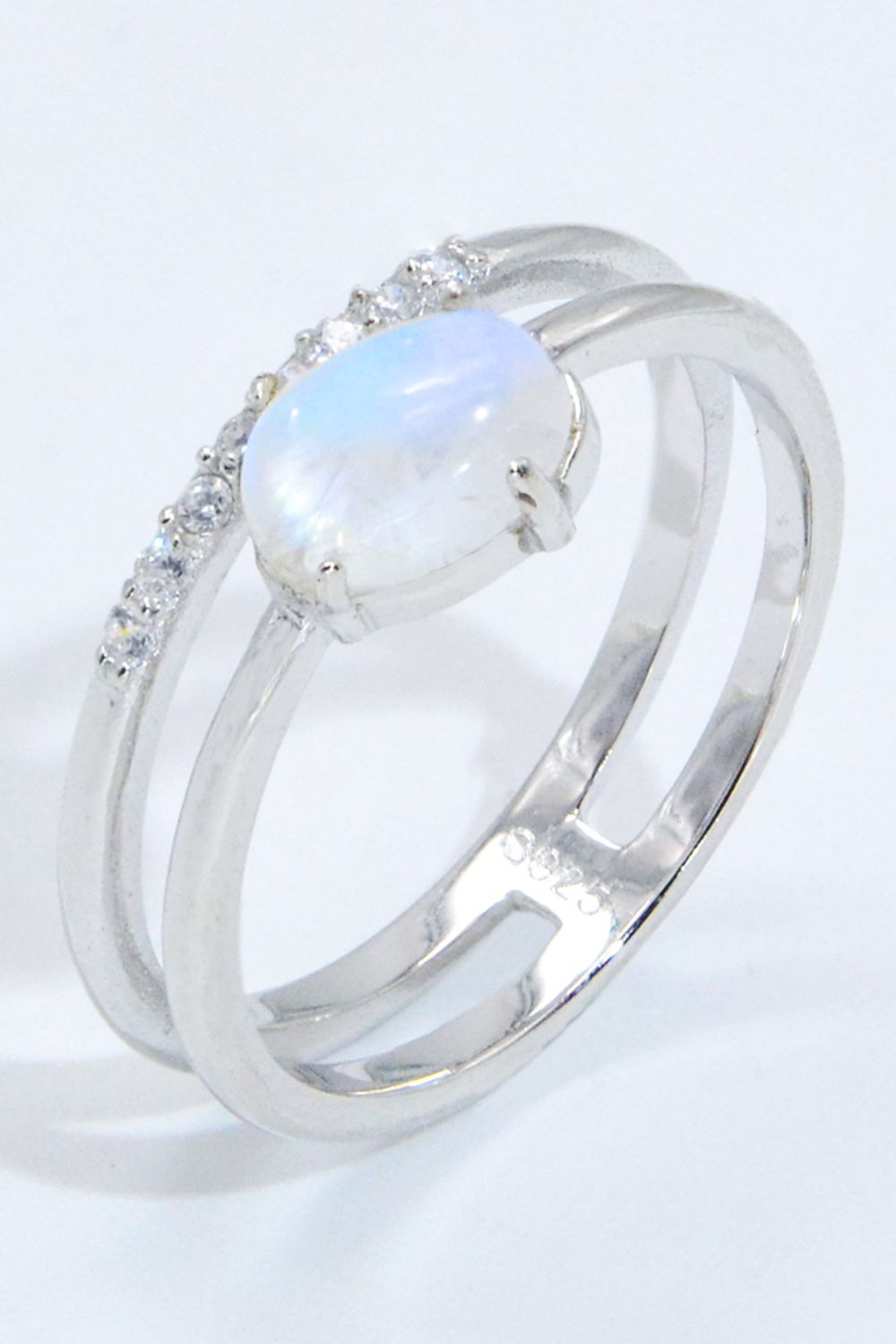 Lavender Natural Moonstone and Zircon Double-Layered Ring Sentient Beauty Fashions jewelry