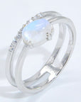 Lavender Natural Moonstone and Zircon Double-Layered Ring Sentient Beauty Fashions jewelry