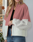 Dark Gray Baseball Collar Contrast Long Sleeve Zip-Up Jacket Sentient Beauty Fashions Apparel & Accessories
