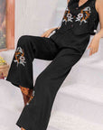 Black V-Neck Tank Top and Long Pants Set Sentient Beauty Fashions Apparel & Accessories