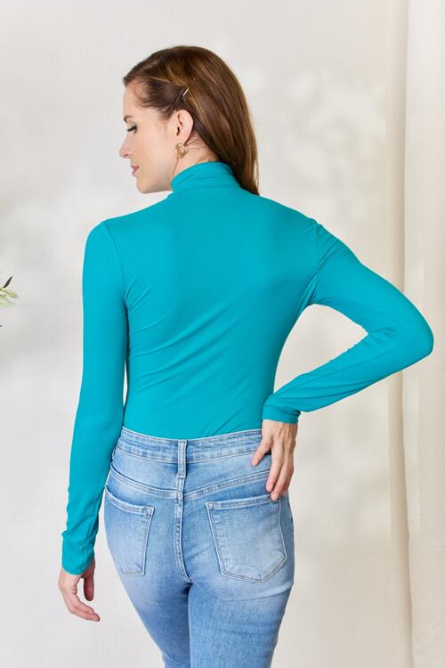 Light Sea Green Zenana Turtleneck Long Sleeve Bodysuit Sentient Beauty Fashions Apparel & Accessories