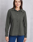 Gray Collared Neck Button Up Denim Top