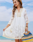 Light Gray Tassel Spliced Lace Cover Up Sentient Beauty Fashions Apparel & Accessories
