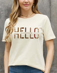 Rosy Brown Simply Love Full Size HELLO SUNSHINE Graphic Cotton Tee Sentient Beauty Fashions Apparel & Accessories