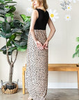 Light Gray Heimish Full Size Slit Animal Print V-Neck Wide Strap Dress