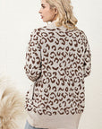 Light Gray Leopard Open Front Dropped Shoulder Cardigan Sentient Beauty Fashions Apparel & Accessories